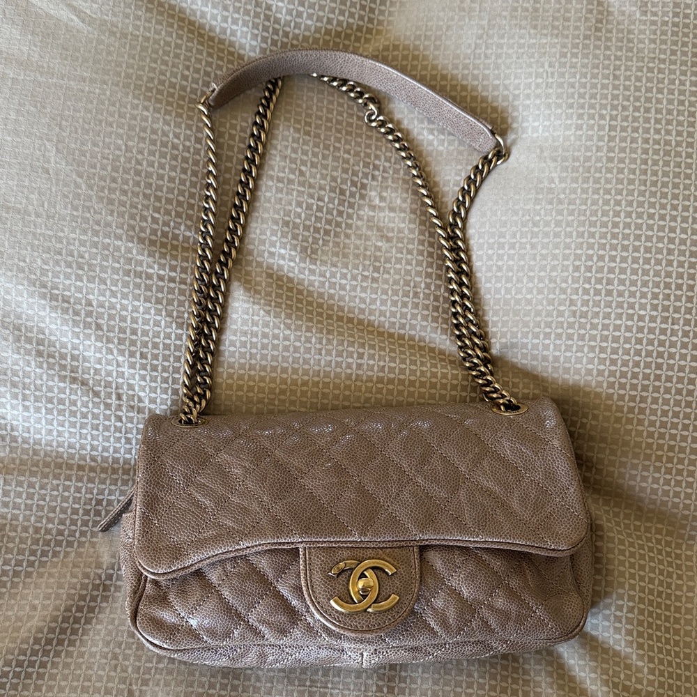 Chanel Beige Quilted Shoulder Bag